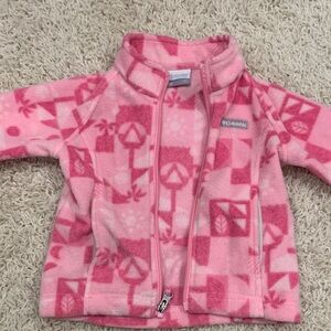 Columbia Pink Geometric Fleece Jacket